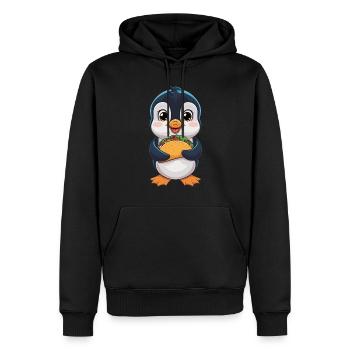 Pingouin mignon avec des tacos - Sweat à capuche Premium bio Homme - noir - Devant - Nico (187cm)