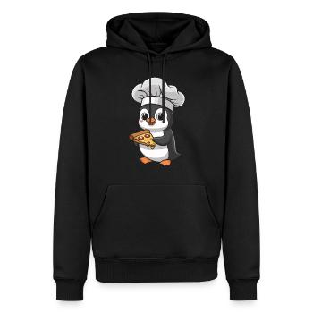 Penguin pizza maker with pizza - Men’s Premium Organic Hoodie - black - Front - Nico (187cm)