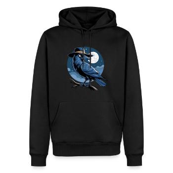 Rabe Märchen Fantasie Nacht Vollmond Ornithologe - Männer Premium Bio Hoodie - Schwarz - Vorne - Nico (187cm)