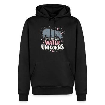 Humour hippopotame, citations sarcastiques, drôle - Sweat à capuche Premium bio Homme - noir - Devant - Nico (187cm)