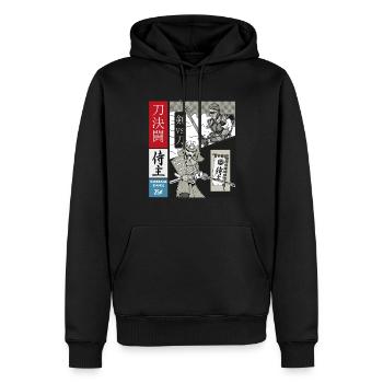 Samurai Duell Katana vs. schweres Schwert - Männer Premium Bio Hoodie - Schwarz - Vorne - Nico (187cm)