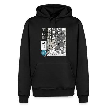 Samouraï katana épéiste magistral - Sweat à capuche Premium bio Homme - noir - Devant - Nico (187cm)