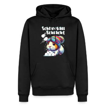 cochon d’Inde bataille de boules de neige Hiver Ski Fun - Sweat à capuche Premium bio Homme - noir - Devant - Nico (187cm)