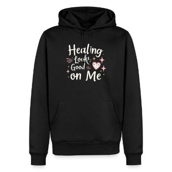 Autonomisation de la séparation, amour de soi, nouveaux départs - Sweat à capuche Premium bio Homme - noir - Devant - Nico (187cm)
