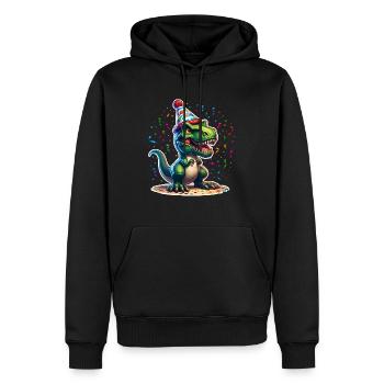 Dinosaure Anniversaire Dino T Rex - Sweat à capuche Premium bio Homme - noir - Devant - Nico (187cm)