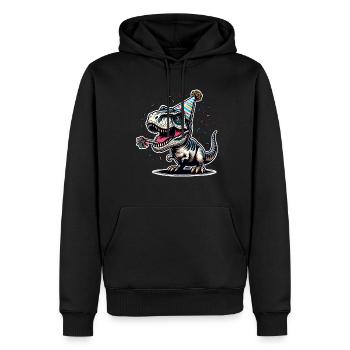 Dinosaure Anniversaire Dino T Rex - Sweat à capuche Premium bio Homme - noir - Devant - Nico (187cm)