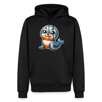 Robbe Seehund - Männer Premium Bio Hoodie - Schwarz - Vorne - Nico (187cm)