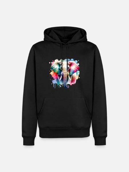 Éléphant - Sweat à capuche Premium bio Homme - noir