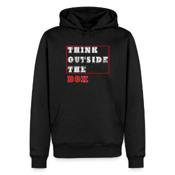 Think outside the box - Männer Premium Bio Hoodie - Schwarz - Vorne - Nico (187cm)