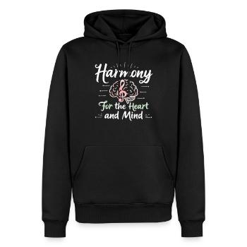 Musicothérapie, Guérison émotionnelle, Relaxation - Sweat à capuche Premium bio Homme - noir - Devant - Nico (187cm)