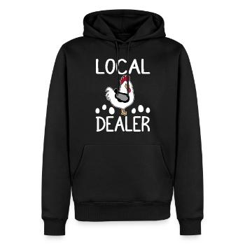 Oeuf local Oeuf Poulet fermier Humour - Sweat à capuche Premium bio Homme - noir - Devant - Nico (187cm)