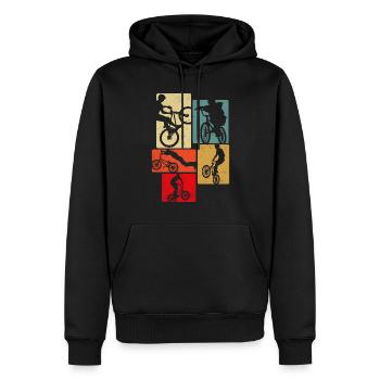Vélo Rétro - Sweat à capuche Premium bio Homme - noir - Devant - Nico (187cm)