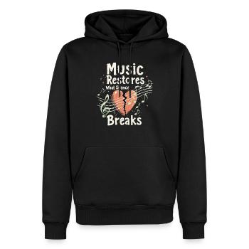 Musicothérapie, Guérison émotionnelle, Relaxation - Sweat à capuche Premium bio Homme - noir - Devant - Nico (187cm)