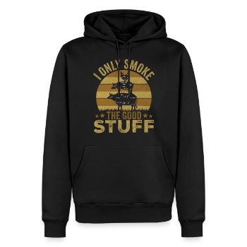 Je ne fume que les bonnes choses BBQ Lover - Sweat à capuche Premium bio Homme - noir - Devant - Nico (187cm)