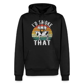 I'd Smoke That - Lustiger BBQ- und Grillliebhaber - Männer Premium Bio Hoodie - Schwarz - Vorne - Nico (187cm)