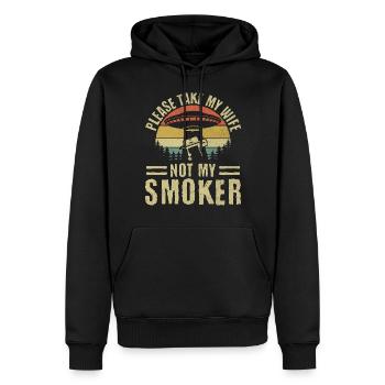 Take My Wife, Not My Smoker - Funny BBQ Ufo - Men’s Premium Organic Hoodie - black - Front - Nico (187cm)