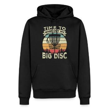 Funny Disc Golf - Zeit, meine große Scheibe auszupeitschen - Männer Premium Bio Hoodie - Schwarz - Vorne - Nico (187cm)