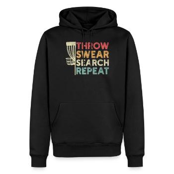 Disc Golf - Lancer jurer Recherche Répéter Drôle - Sweat à capuche Premium bio Homme - noir - Devant - Nico (187cm)