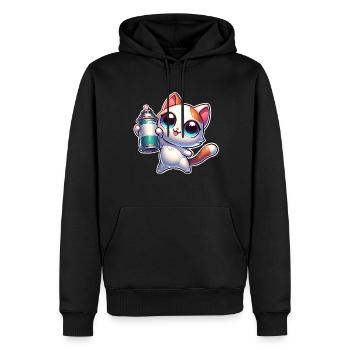 Cat Spray Can Graffiti - Men’s Premium Organic Hoodie - black - Front - Nico (187cm)