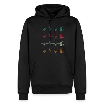 Hunter heartbeat with wild boar deer high - Men’s Premium Organic Hoodie - black - Front - Nico (187cm)
