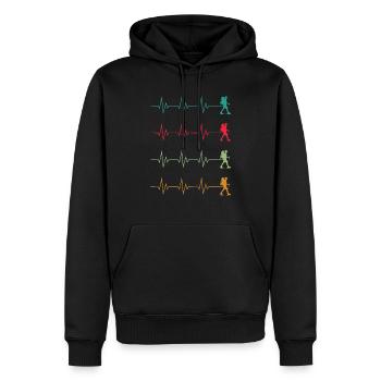 Wandern Herzschlag Hiking Heartbeat Wanderer - Männer Premium Bio Hoodie - Schwarz - Vorne - Nico (187cm)