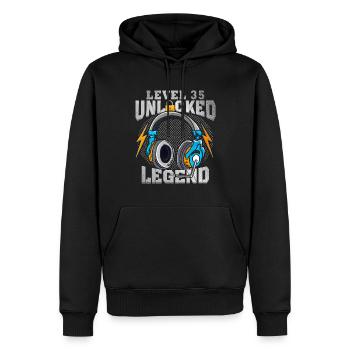 Level 35 Jahre Mann Gamer 35. Geburtstag - Männer Premium Bio Hoodie - Schwarz - Vorne - Nico (187cm)