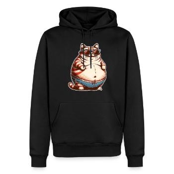 Dicke Katze - Männer Premium Bio Hoodie - Schwarz - Vorne - Nico (187cm)