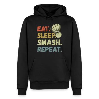 Eat Sleep Smash Repeat - Badminton Lover - Männer Premium Bio Hoodie - Schwarz - Vorne - Nico (187cm)