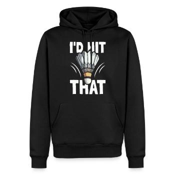 Ich würde diesen Badminton Lover Gift Federball treffen - Männer Premium Bio Hoodie - Schwarz - Vorne - Nico (187cm)