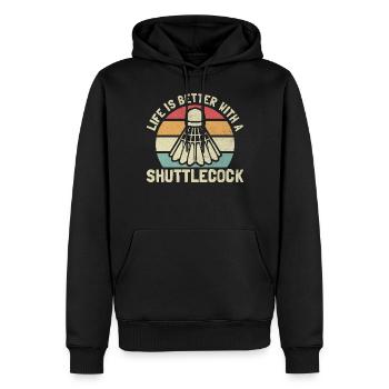Life Is Better With a Shuttlecock Badminton Lover - Men’s Premium Organic Hoodie - black - Front - Nico (187cm)
