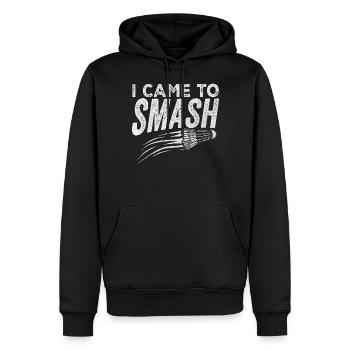 I Came to Smash – Badminton Lover Shuttlecock - Men’s Premium Organic Hoodie - black - Front - Nico (187cm)