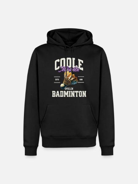 Badminton Mädchen - Männer Premium Bio Hoodie - Schwarz