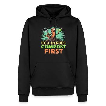 Adeptes du compostage Jardinage durable - Sweat à capuche Premium bio Homme - noir - Devant - Nico (187cm)