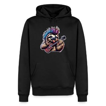 Faultier Rock and Roll Gitarrist - Männer Premium Bio Hoodie - Schwarz - Vorne - Nico (187cm)