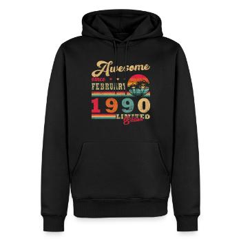 Geboren im Februar 1990 vintage 1990 Geburtstag - Männer Premium Bio Hoodie - Schwarz - Vorne - Nico (187cm)