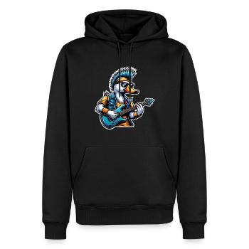 Ente Rock and Roll Gitarrist - Männer Premium Bio Hoodie - Schwarz - Vorne - Nico (187cm)