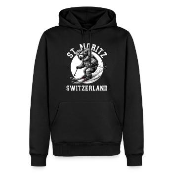 St. Moritz Ski Resort Swiss Alps Souvenir - Men’s Premium Organic Hoodie - black - Front - Nico (187cm)
