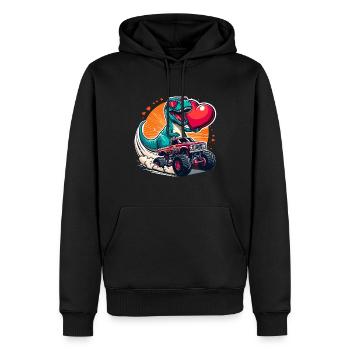Valentinstag Dino Herz Monstertruck Verliebt Liebe - Männer Premium Bio Hoodie - Schwarz - Vorne - Nico (187cm)