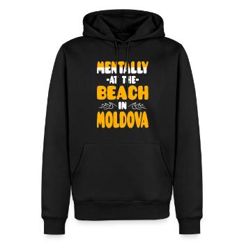 Mentalement à la plage en Moldavie - Sweat à capuche Premium bio Homme - noir - Devant - Nico (187cm)