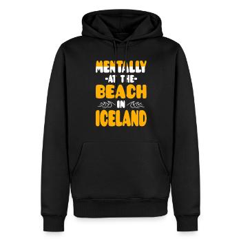 Mentalement à la plage de l’île - Sweat à capuche Premium bio Homme - noir - Devant - Nico (187cm)