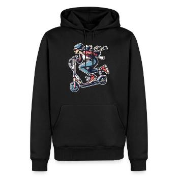 E-Scooter E-Roller Frau Scooter - Männer Premium Bio Hoodie - Schwarz - Vorne - Nico (187cm)