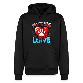 Saint Valentin Coeur Patte Chien Chien À Quatre Pattes Chien Fan - Sweat à capuche Premium bio Homme - noir - Devant - Nico (187cm)