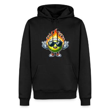 Flammes de boule de feu de tennis - Sweat à capuche Premium bio Homme - noir - Devant - Nico (187cm)