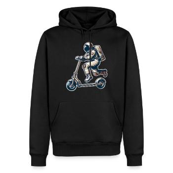 E-Scooter E-Roller Tretroller Astronaut - Männer Premium Bio Hoodie - Schwarz - Vorne - Nico (187cm)