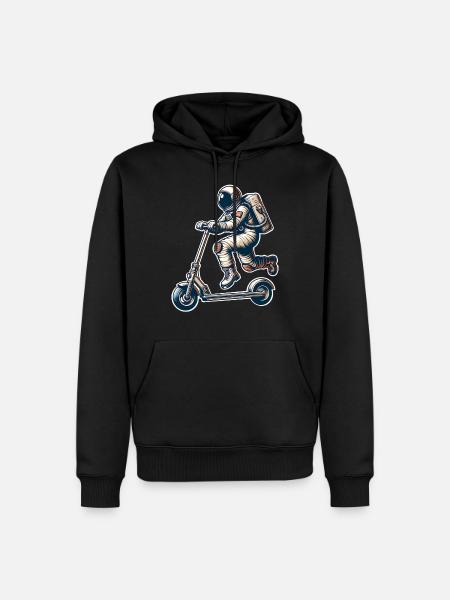 E-Scooter E-Roller Tretroller Astronaut - Männer Premium Bio Hoodie - Schwarz
