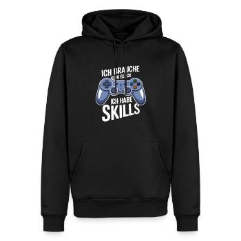 Ich hab gaming Skills - Männer Premium Bio Hoodie - Schwarz - Vorne - Nico (187cm)