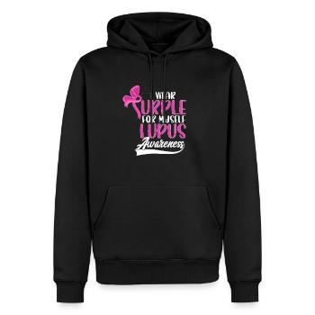 Je porte du violet pour moi-même Conscience du lupus - Sweat à capuche Premium bio Homme - noir - Devant - Nico (187cm)