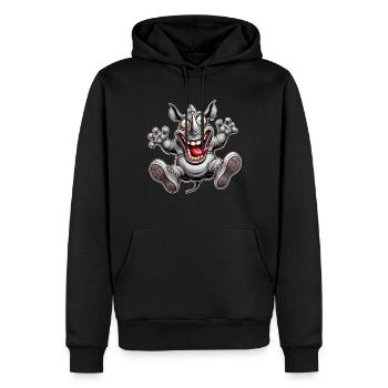Rhino fou style bande dessinée Motif animal drôle - Sweat à capuche Premium bio Homme - noir - Devant - Nico (187cm)