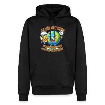 The World Seems Better Funny Beer Comic Motif - Men’s Premium Organic Hoodie - black - Front - Nico (187cm)