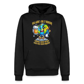 The World Seems Better Funny Beer Comic Motif - Men’s Premium Organic Hoodie - black - Front - Nico (187cm)